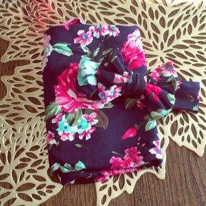Floral infant swaddle and headband set